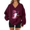 Women's V-neck Dropped Shoulder Halloween Print Sports Sweatshirt Top