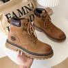 "2024 Autumn Genuine Leather Retro Martin Boots - High Top Casual Work Shoes"