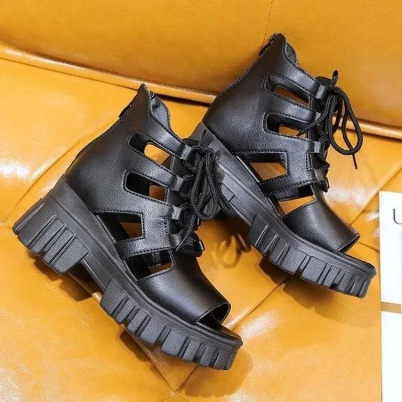 Fashion New Summer Women Roman Sandals Boots Women High-heeled Platform Sandal Fashion Wedge Sandalias Breathable Hollowed-out Cool Boot