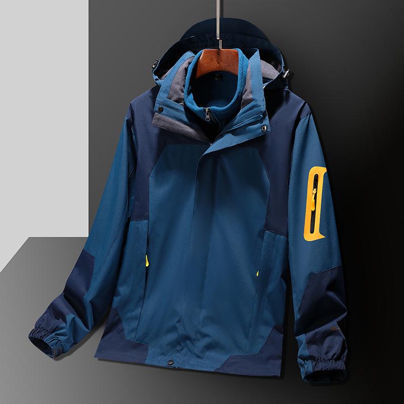Unisex Two-Piece Mountaineering Suit with Custom Logo: Outdoor Fleece Liner & Color-Blocked Winter Workwear