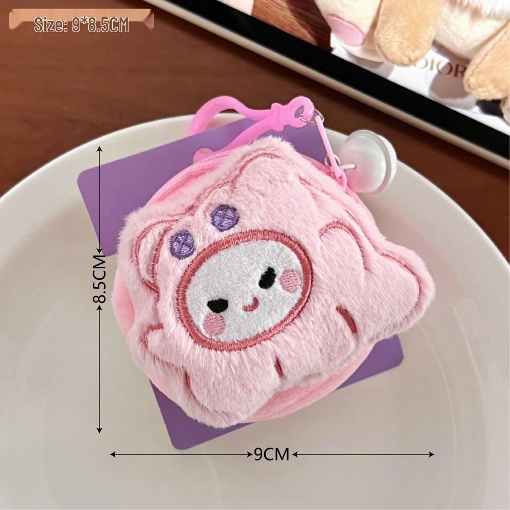 Creative Plush Cherry Coin Purse & Pendant - Animal Design, Earphone Storage, Backpack Decoration for Girls