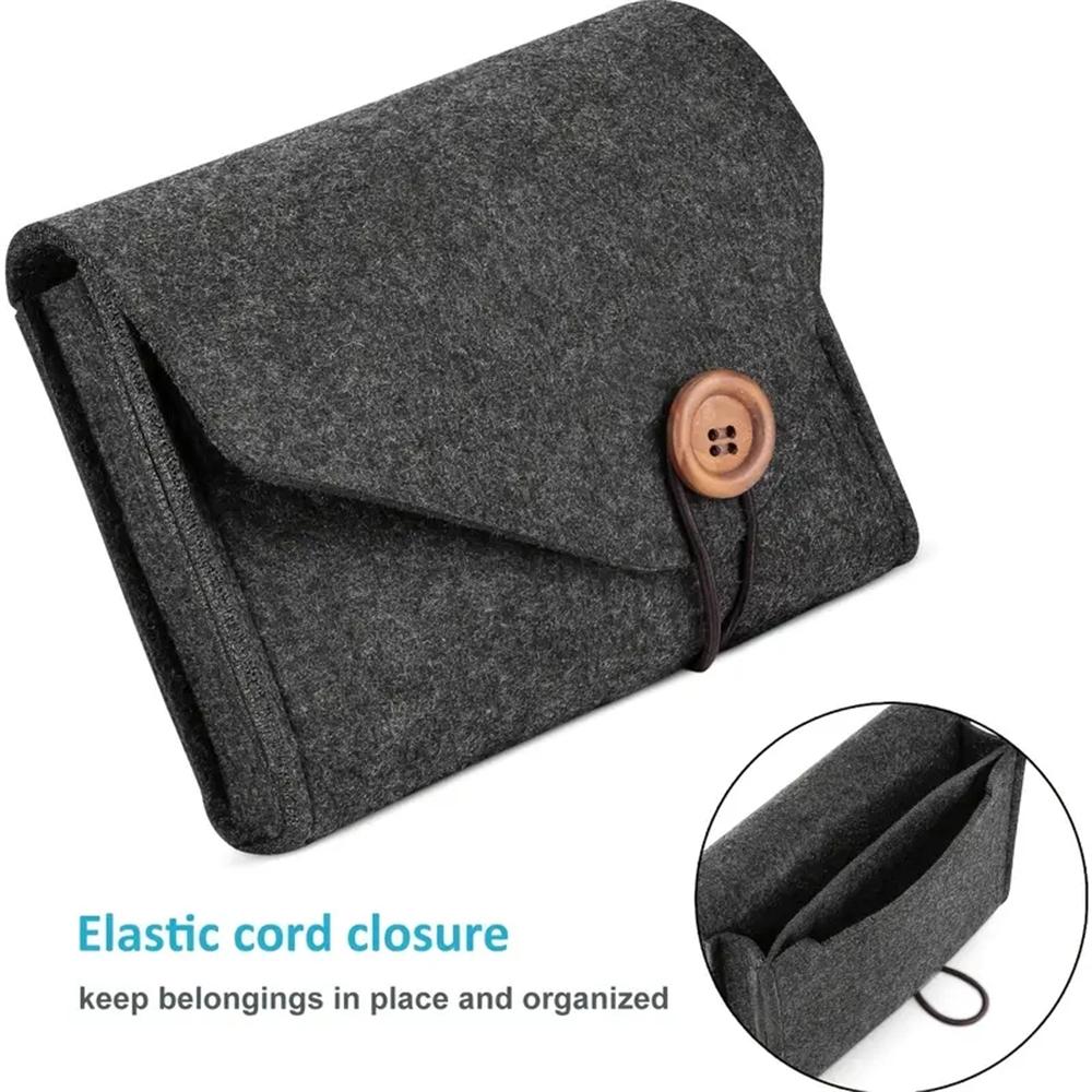 Felt Gadgets Bags Mouse Pouch Multipurpose Charger Storage Bag Travel Power Pack For & Laptops Accessories Black