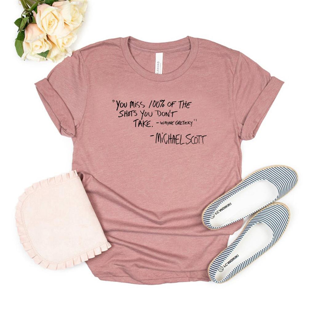 You Miss 100 of The Shots You Dont Take Quote Shirt Michael Scott Tee The Office Tshirt Funny Graphic T Shirts Unisex Tshirt