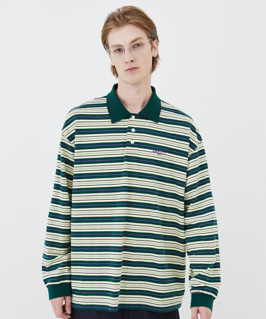 IEY Kid Stripe Collar T-Shirt Green