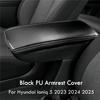 For Hyundai Ioniq 5 2023 2024 2025 Black PU Leather Armrest Cover Ioniq5 Center Console Cover Armrest Box Cover Decoration