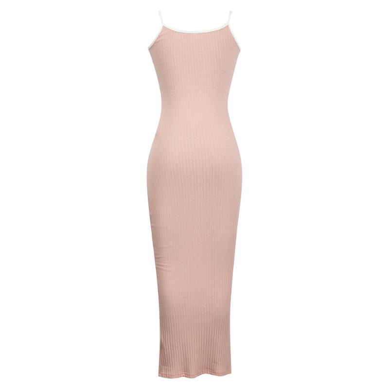 Letní módní ležérní dlouhé šaty s podvazky, dámské nové sexy šaty bez rukávů, jednoduché šaty s odhalenými zády, přiléhavé šaty, dámské oblečení 3533