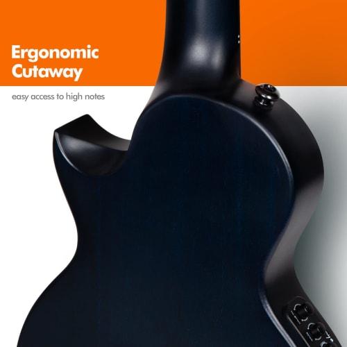 Enya Taimane Tenor Ukulele EUT-Moon BU EQ Mahogany Solid Wood Ukulele with Pickup, Beginner's Set, Case and Strap Included