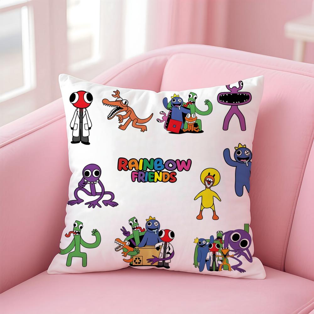anime Rainbow Friends Cushion Cover Comfortable Reversible Pillow Cover Ideal for Car Sofa Bedroom & Beyond