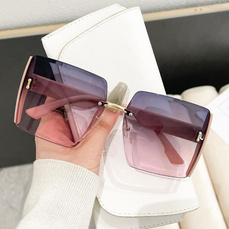 New Vintage Square Sunglasses Woman Classic Retro Gradient Mirror Frameless Sun Glasses Female Fashion Rimless Shades