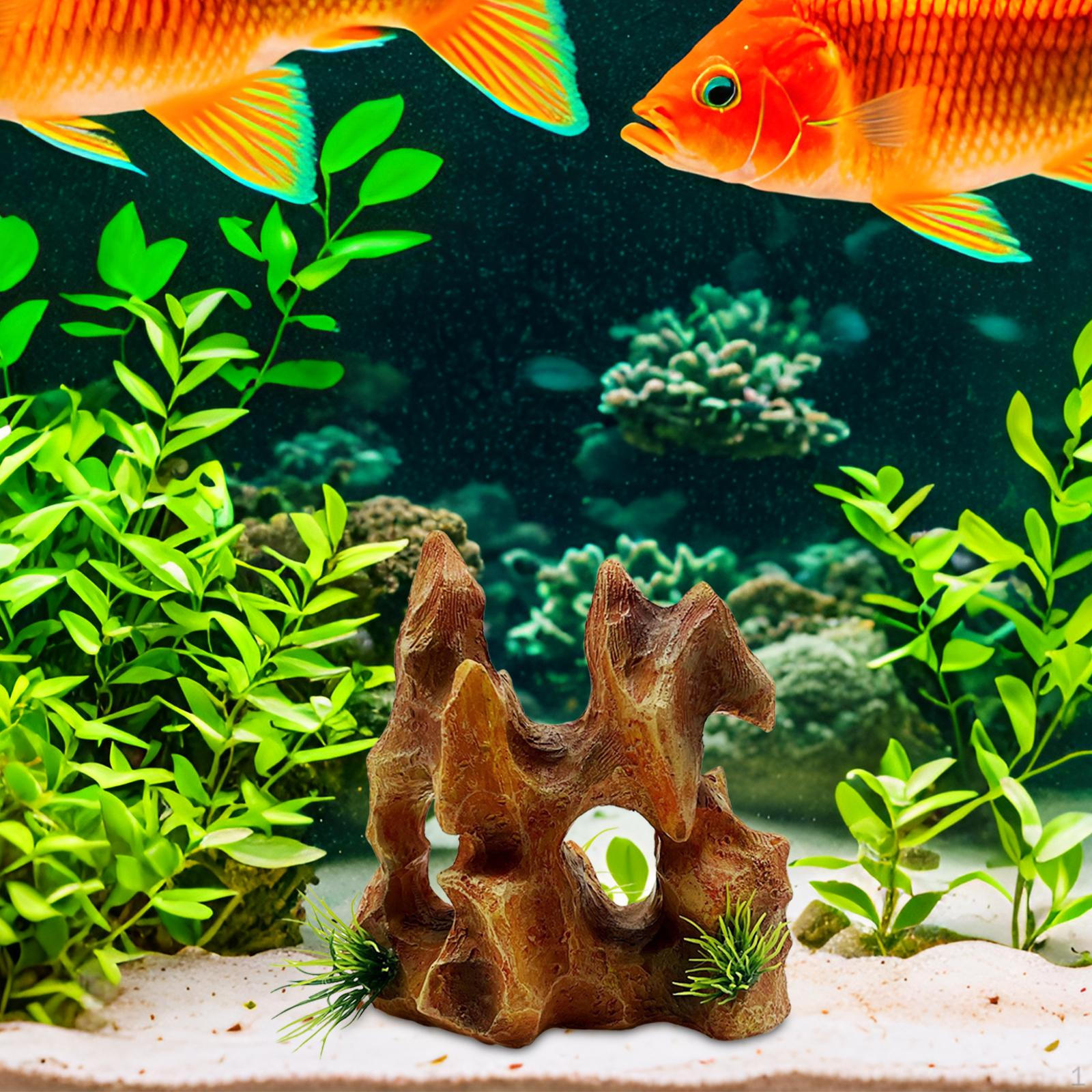 

Aquarium Decoration Ornament Rock Hideout Cave Crafts Multifunctional жовтий