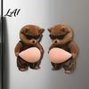 Autocollant Mignon en Silicone 3D Ventre d'Animal Domestique Souple Anti-Collision Chaton/Chiot Dessin Animé Autocollant avec Jouet à Pincer Anti-Stress Grands Protections Rembourrées pour