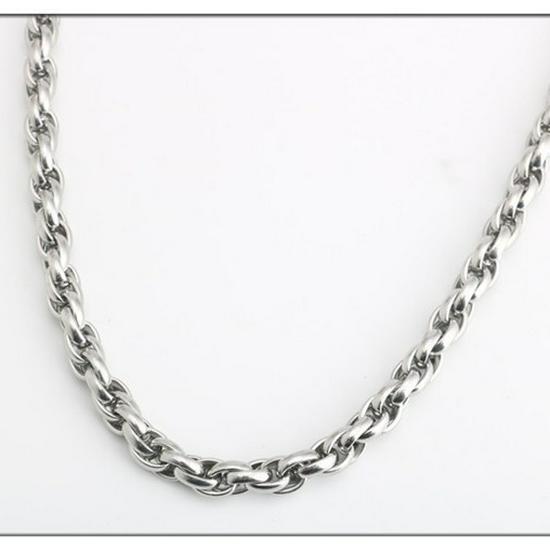Stainless Steel Egg-Shaped Double-Clasp Twisted Chain Necklace with Dog Tag Pendant for Men and Women