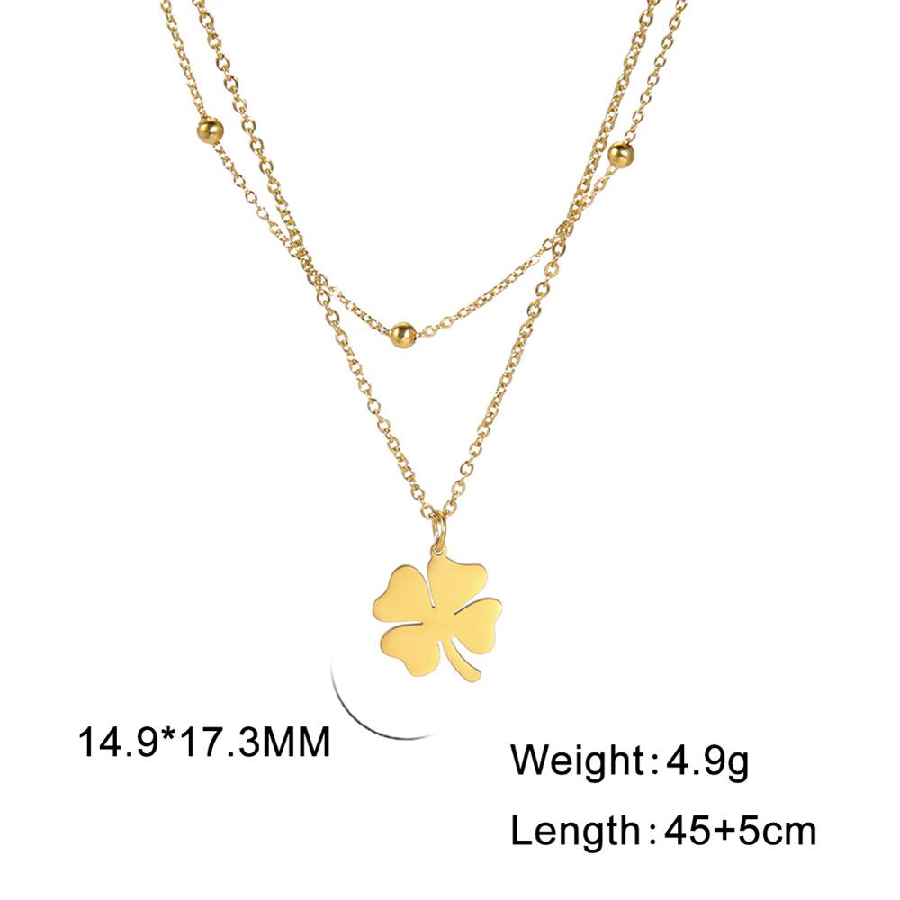 Clover Necklaces for Women Girls Lucky Stainless Steel Pendant Double Layer Gothic Classic Necklace Jewelry 2026 Gifts Wholesale