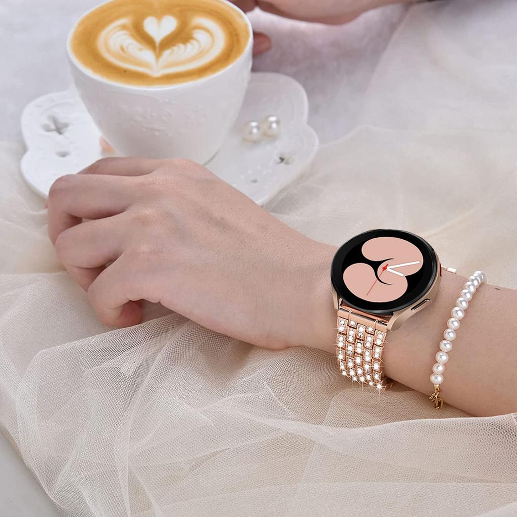 20mm 22mm dirželis Samsung Galaxy Watch 4/5/6/pro/classic 43mm 47mm 45mm Metalinis deimantinis apyrankės correa HUAWEI GT 2e 3 pro dirželis