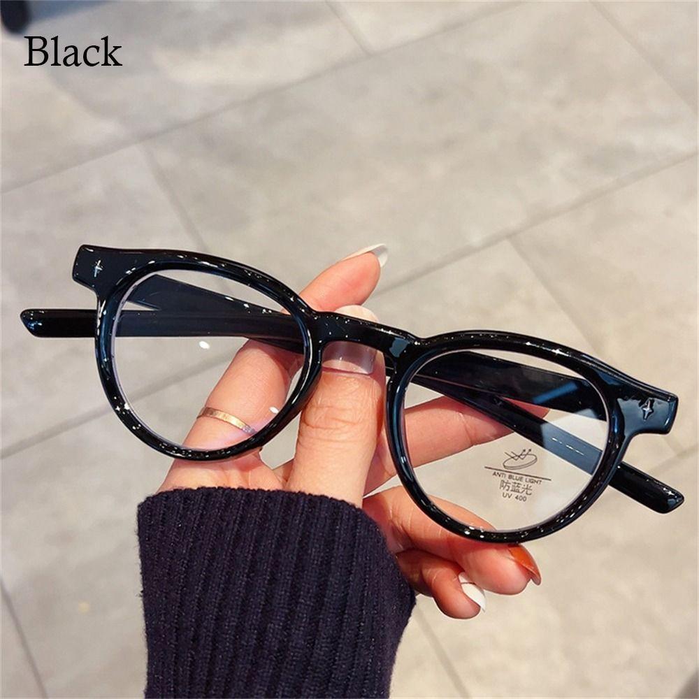 Fashion PC Metal Frame Glasses Ultra-light Round Frame Myopia Glasses Frame Vision Care Eyeglasses Women Men чёрный