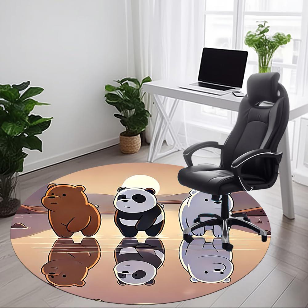 1pc We Bare Bears Friends Office Round Area Rug, Under Office Chairs Bedroom Living Room Home Decor, Room Decoa1022174