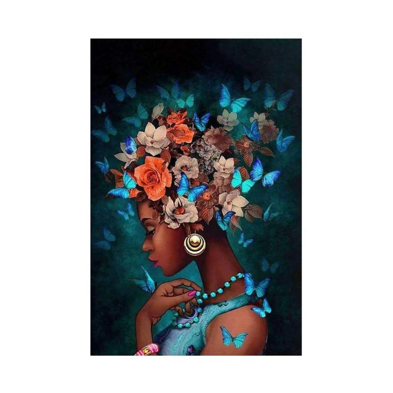 African Black Girl Butterfly Living Room Bedroom Porch Poster Frameless Painting Background Wall Home Decoration Painting Core