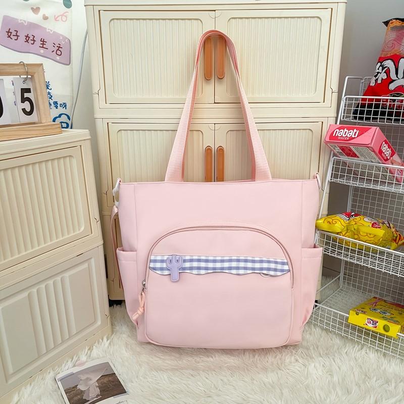 

Женская сумка через плечо, студенческая сумка на плечо большой вместимости розовый