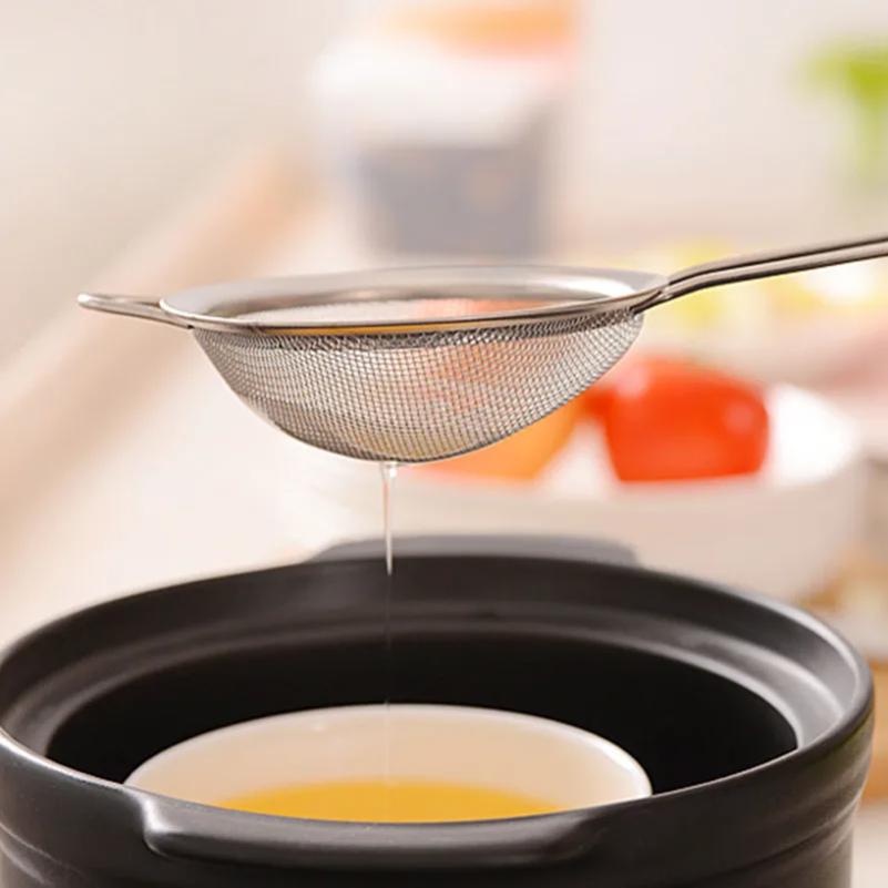 3pcs Stainless Steel Fine Mesh Strainer With Sturdy Handle And Hook, Colander Sifter For Juice Soy Milk, Kitchen Tools