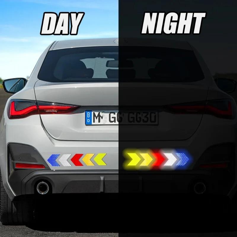 Car Warning Sign Anti Collision Warning Reflector Tape Bumper Car Tail Reflective Stickers Auto Styling Decals