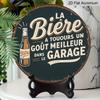 2D Flat, 1pc Round French Aluminum Sign, Vintage "Beer" Decorative Plaque, "Bar" Decor Sign, Suitable for Decorating Kitchens, Bars, Restaurants