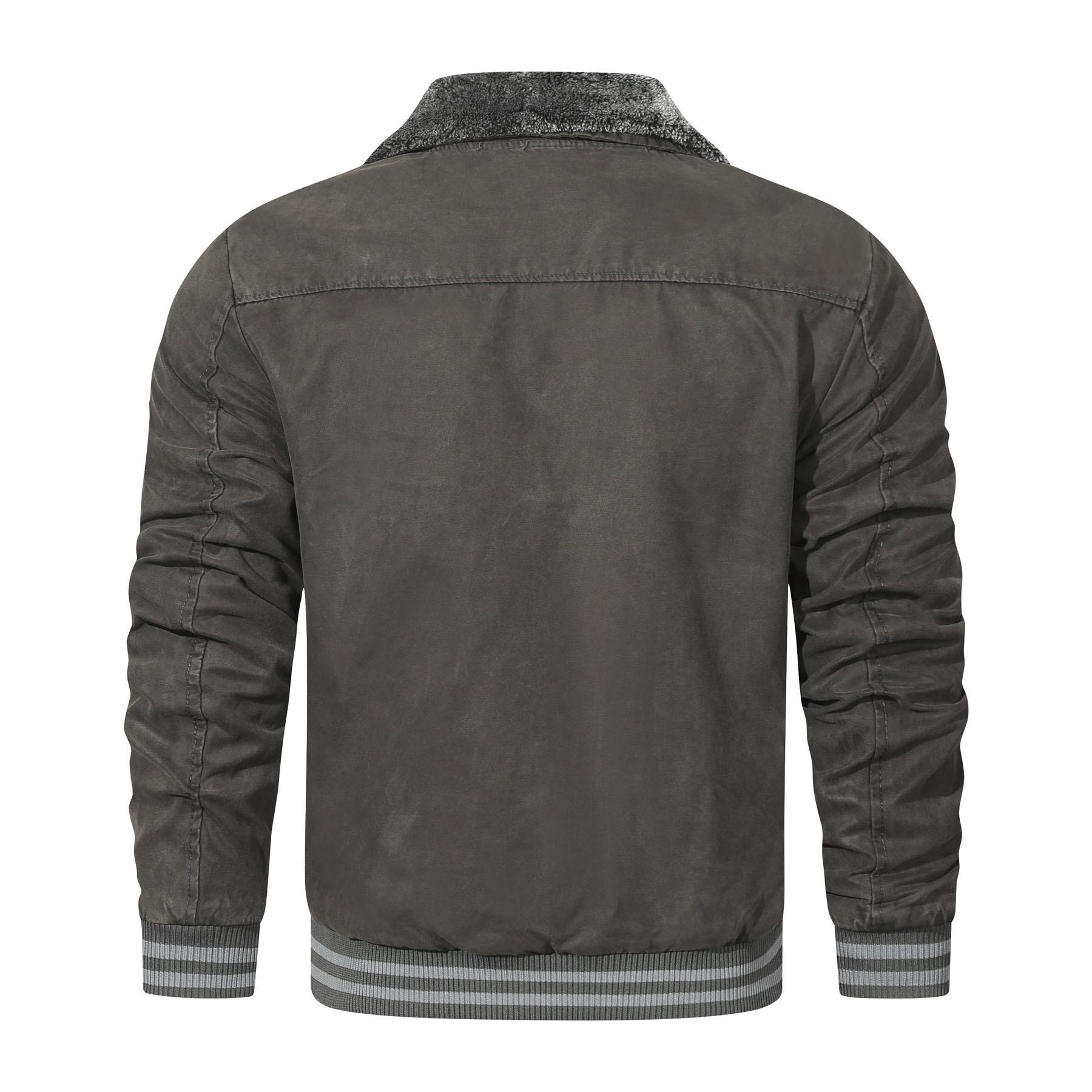 Мужская зимняя флисовая куртка с лацканами — фото 7