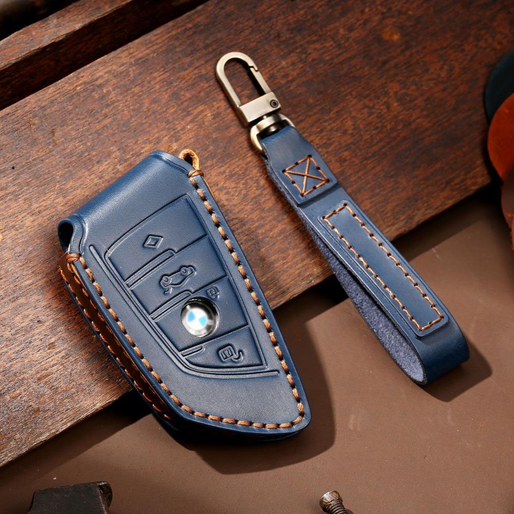 Luxury Genuine Leather Car Key Cover for BMW Blade Key Handmade Premium Key Case Durable and Elegant