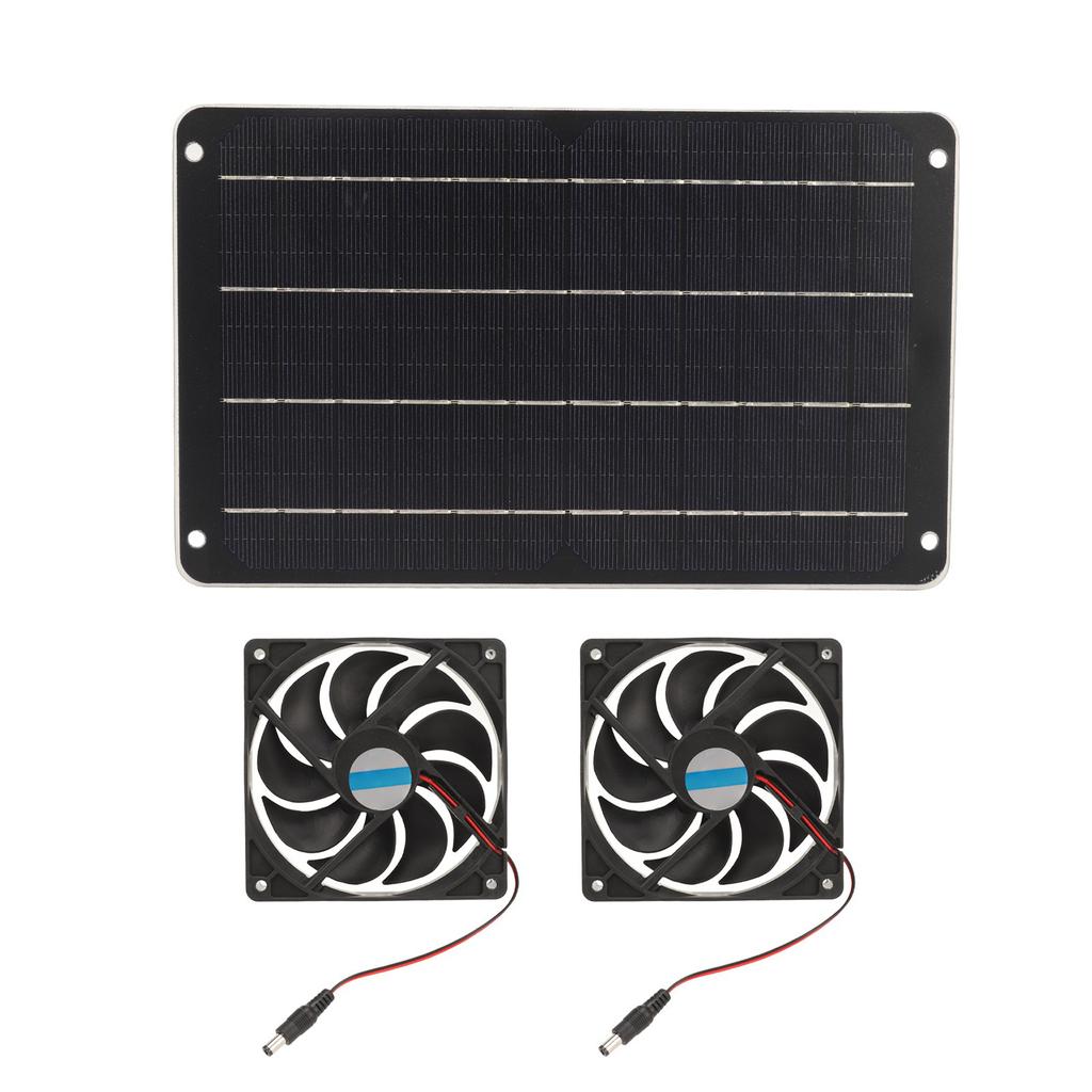 20W Solar Panel Fan Kit Heat Dissipation Ventilation Solar Powered Dual Fan with Switch for Chicken