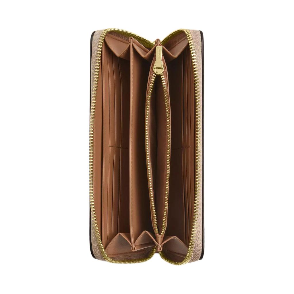 New COACH Zip Around Coated Canvas Wallet Small Women's Beige CAO88-IMSAS