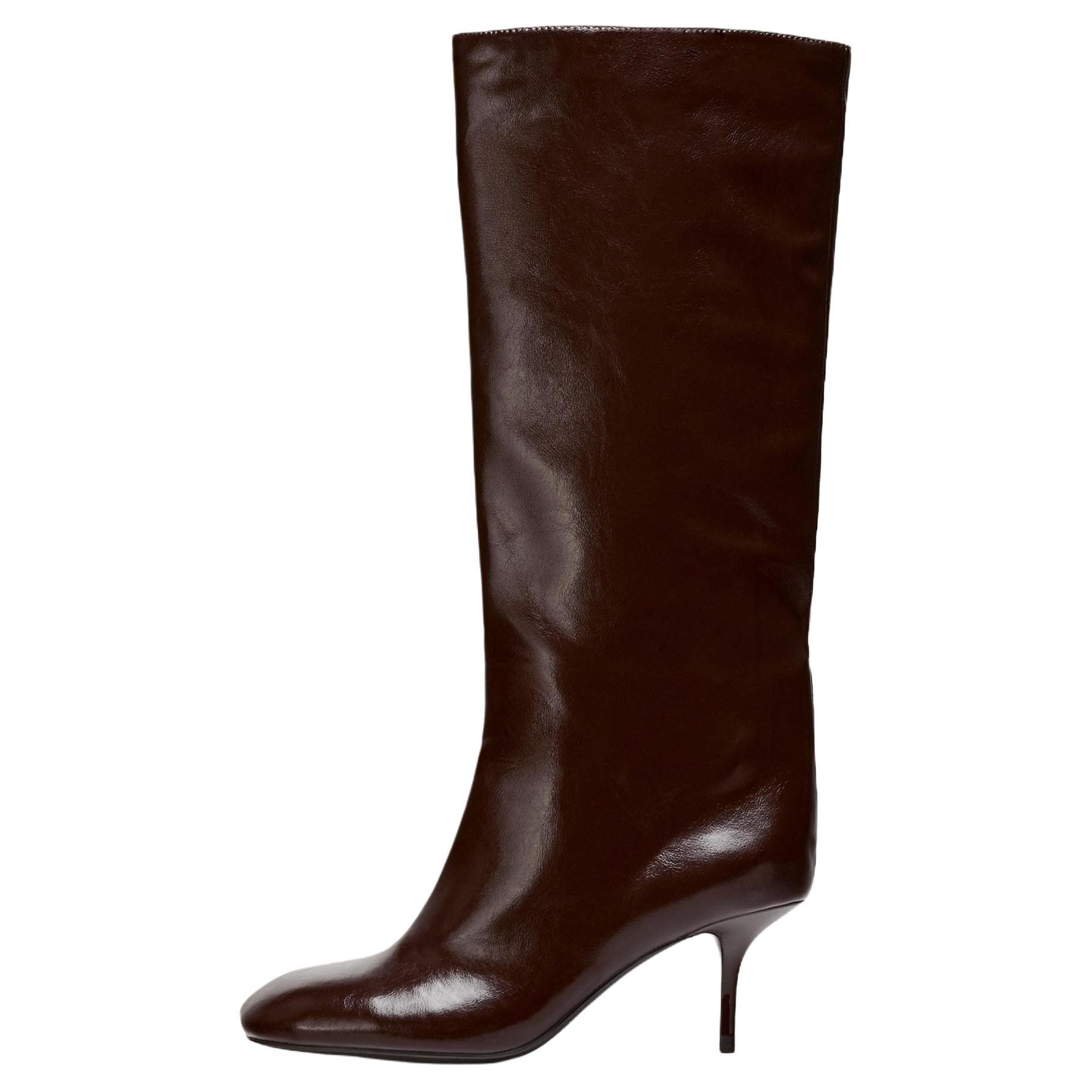 

Zara Элегантные Модные Высокие Сапоги 6,5 см Женские сапоги Бургунди 12015510-38 37