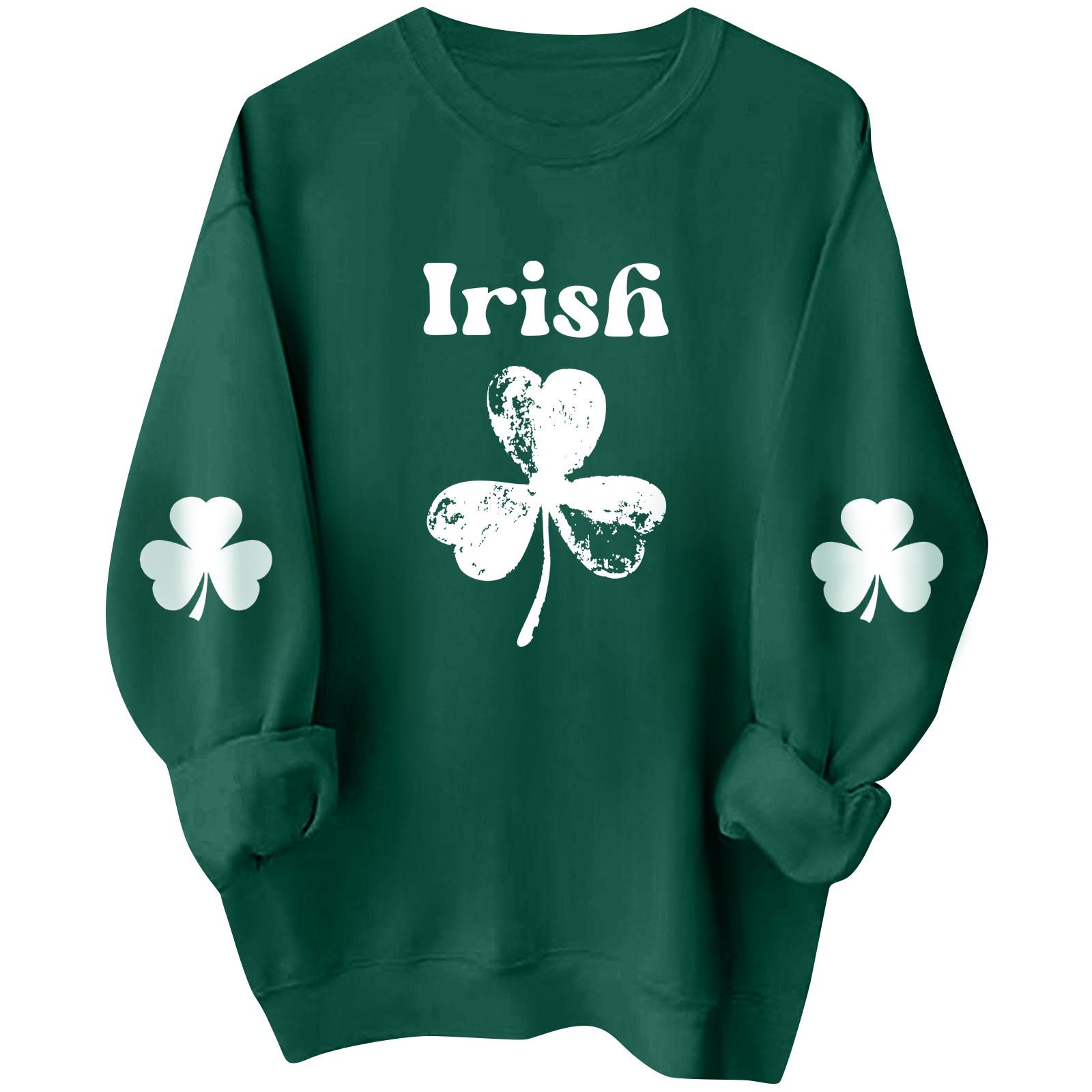 

Женские толстовки с длинным рукавом и круглым вырезом, большие размеры, забавные St. Пуловер «Ирландские рубашки Патрика» XXL зелёный