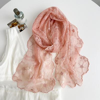 Korean Version of Three-dimensional Embroidery Lace Small Silk Scarf Fashion Headscarf Temperament Decorative Headband Streamer