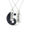 2Pcs/Set Best Friends Tai Yin Yang Carved Bar Pendant Split Necklace Gift