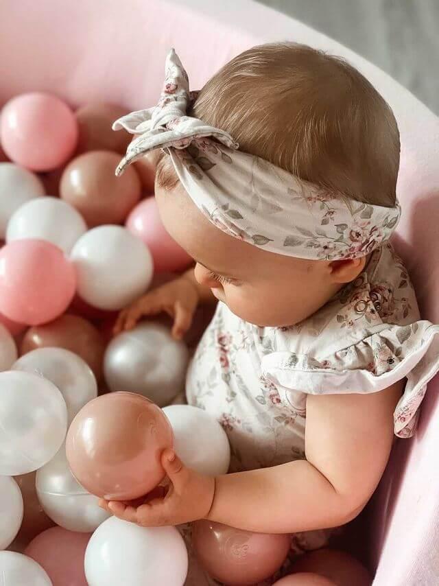 Dry pool 110x30cm powder pink with 400 balls: light pink, white, transparent, powder pink