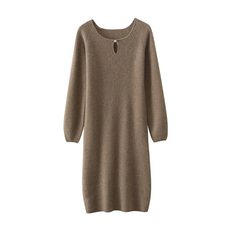 Women Sweater Dress 100% Wool MODERN NEW SAGA O-neck Knit Long Pullover Winter Jumpers Wool Long Dress Female