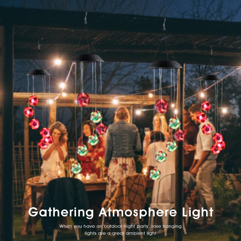 Solar Laser Wind Chime Lights Solar Powered Disco Ball Lamp Landscape Courtyard Lights Waterproof Outdoor Decorative Lamp