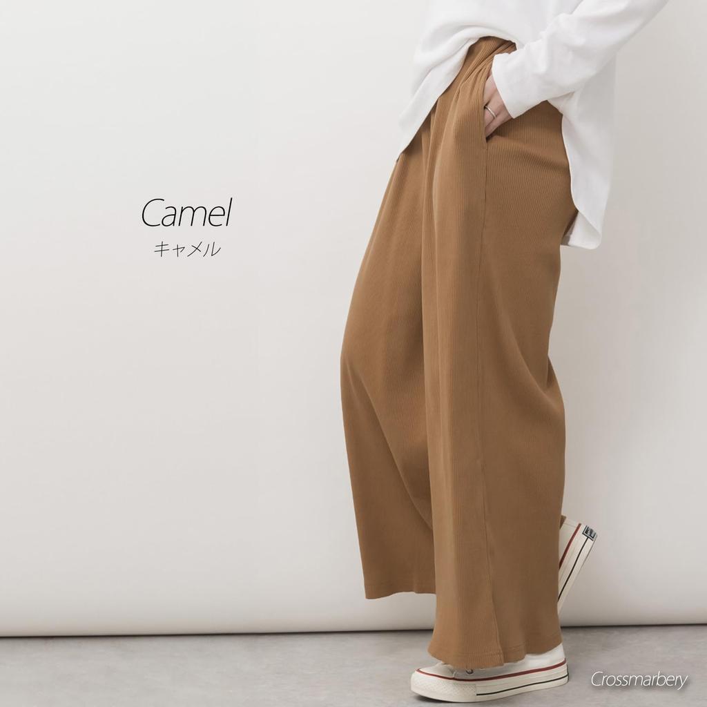 pants for large room elastic wide with [CROSSMARVELLY] Loose-fitting women, size, pants, waist, relaxed, body-covering, pants, plain, cotton, clean,