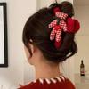 Fuzzy Red Plaid Teddy Bear Claw Clip - Christmas & New Year Hair Accessory