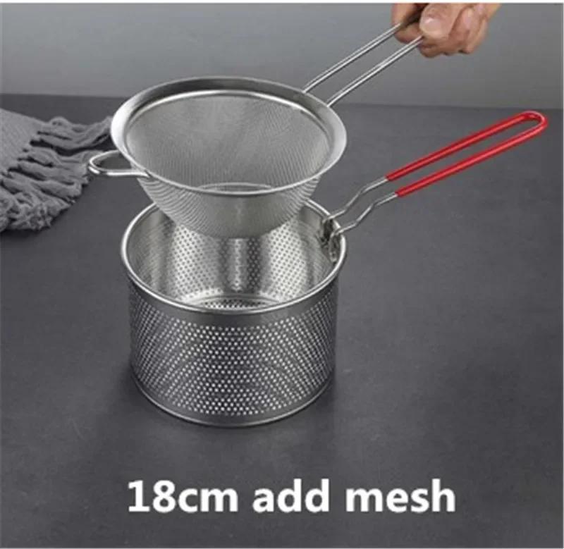 Nerezová ocel 304 horká Fritovací smažící koš Fritovací pánev Filtr Jídlo Cedník Únik oleje Síto na kakao Síťka nudle Knedlíky Sítko