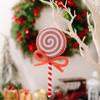 1Pc Christmas decoration supplies, red lollipop pendant, pink bow simulation candy, children's gift, colored candy