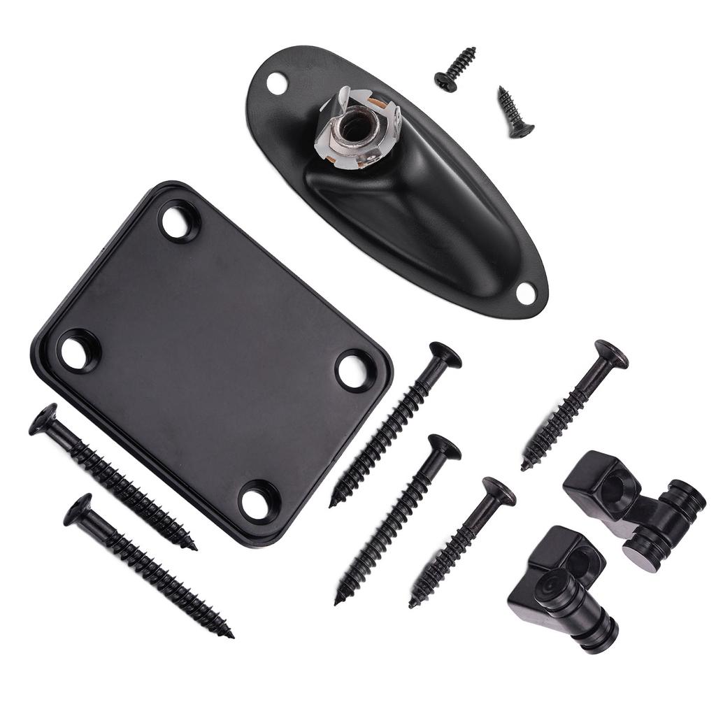 Guitar String Tree Retainer Set Guitar Loaded Socket Plate with Screws for Replacement Black