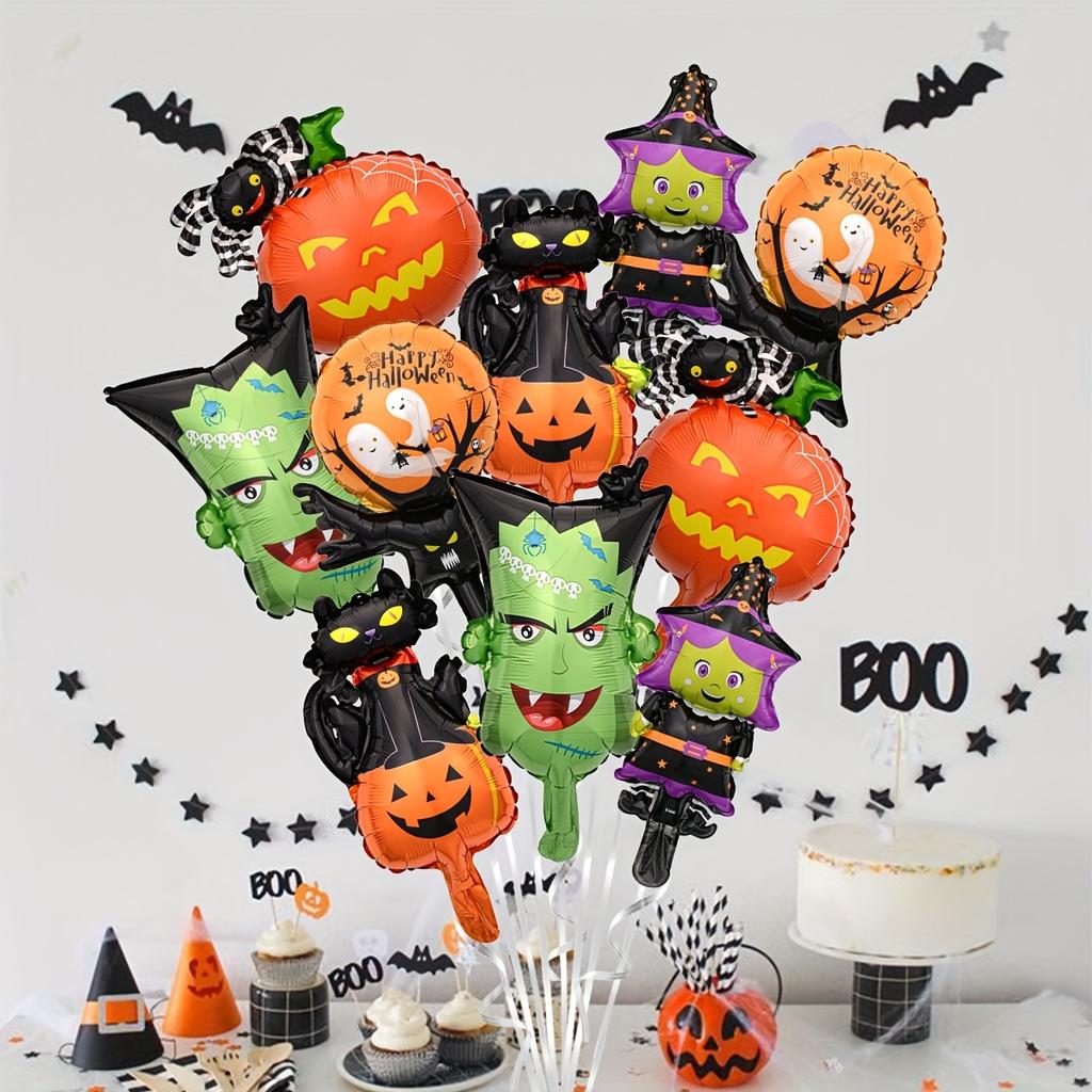 5/10pcs Mini Halloween Element Death Bat Pumpkin Aluminum Coil Balloons Random Style Halloween Terror Party Decoration Globos