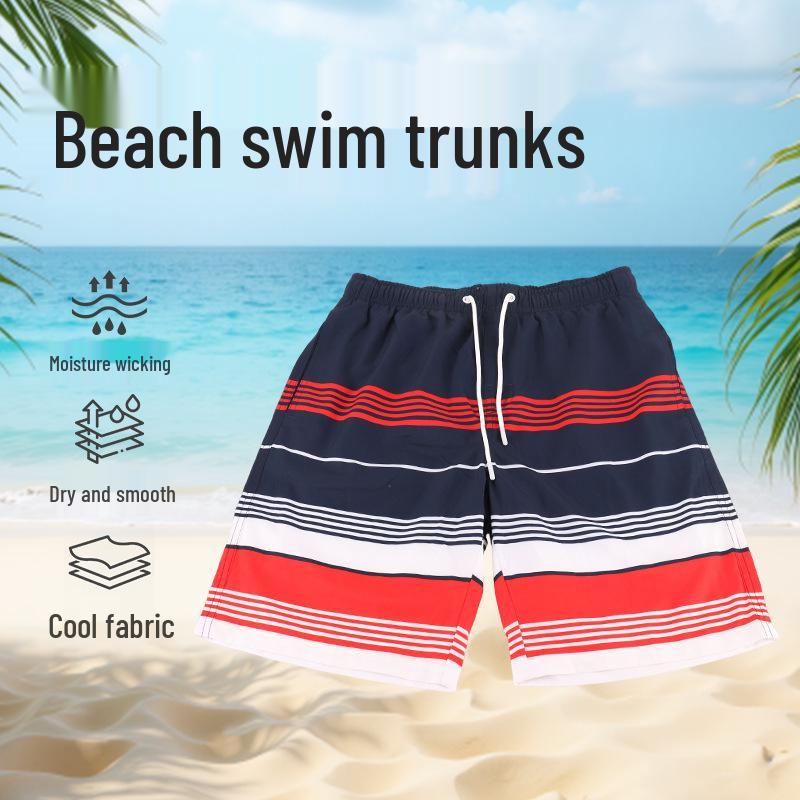 

European & American Men s Quick-Dry Surfing Beach Pants with Inner Lining - Printed, Loose, Straight-Leg Style Extra Large