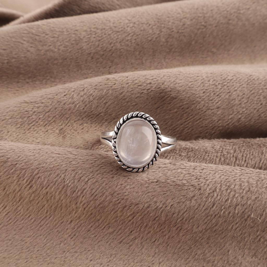 Natural Rose Quartz Gemstone 925 Sterling Silver Handcrafted Women Jewelry Ring Gift For Girls RR-84-26