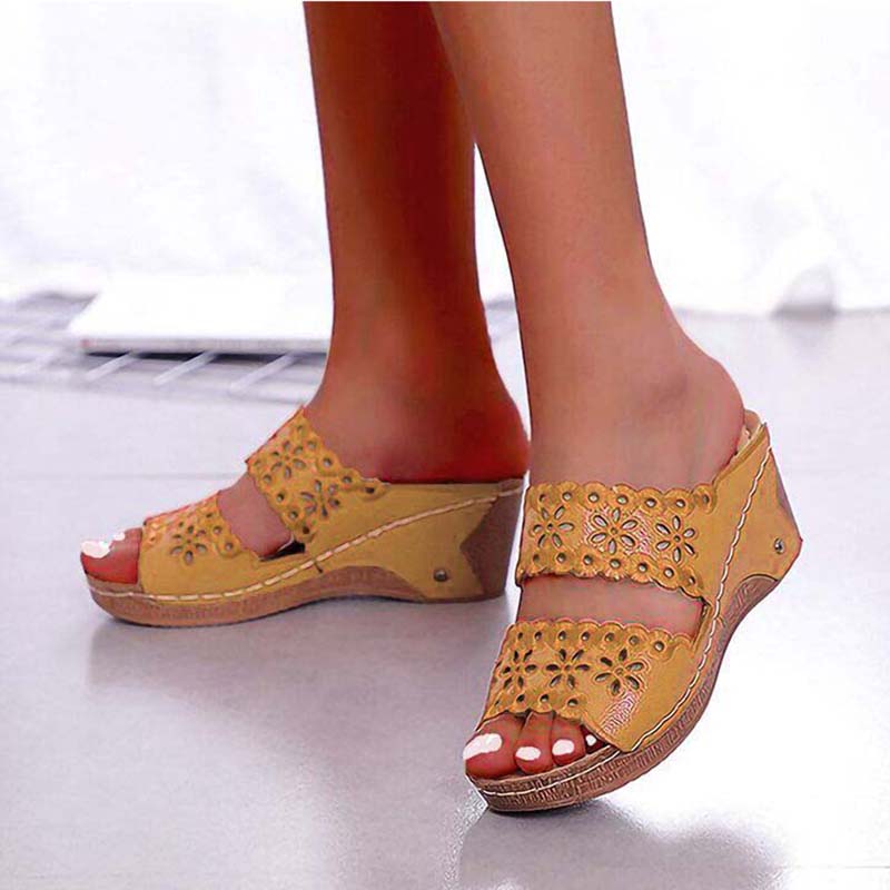 Fashion Summer Women Shoes Sandals Non-Slip Women Shoe Slip On Women's Sandals Wedge Sandals Ladies Retro Footwear Slippers Women