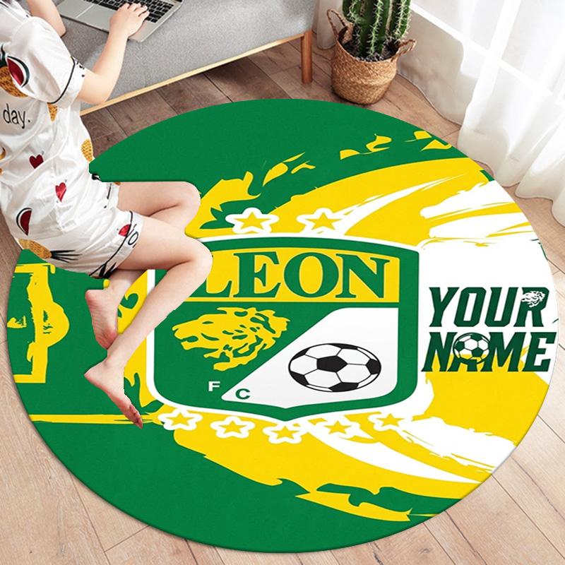 Leon Fc Crest Custom Name Round Area Rug Carpet Rug For Living Room Bedroom Sofa Playroom Decor Nonslip Floor Mat