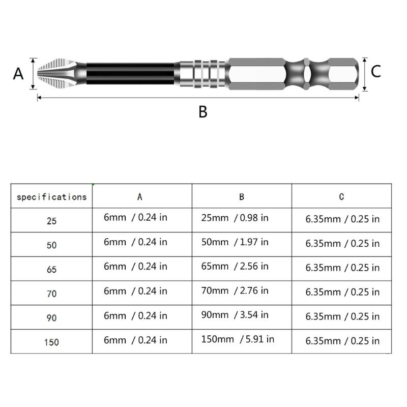 1Piece Nonslip 5A Crosses Head Screwdriver Bits Alloy Steel Magnetic Impact Driver Bits for Home & Professional Use