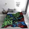 Colorful Alphabet Pattern blanket with Vibrant Letters on Black Background blanket, suitable for use in the bedroom, living room, on the sofa