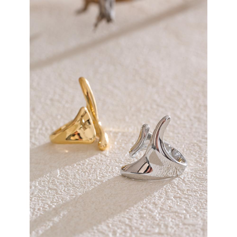 Eetit New Casting PVD Plated Stainless Steel Metal Geometric Adjustable Creative Ring Women Daily Fashion Jewelry Accessories