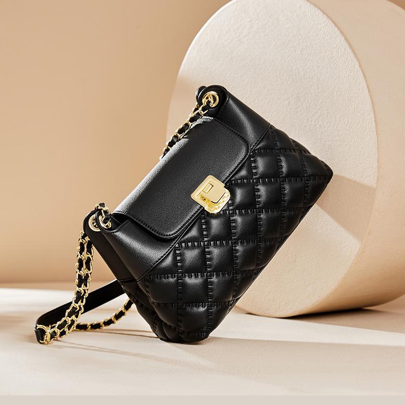 

Qiao Lady Bag 2025 New Fashion Chain Bag Light Luxury Versatile Crossbody Bag Single Shoulder Underarm Bag Genuine Leather Women s Bag Long27CM、Wide8.5CM、Hi чёрный